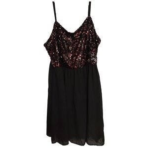 Torrid Black Women’s Dress with Red Sequin Top Plus Size 4 NWT